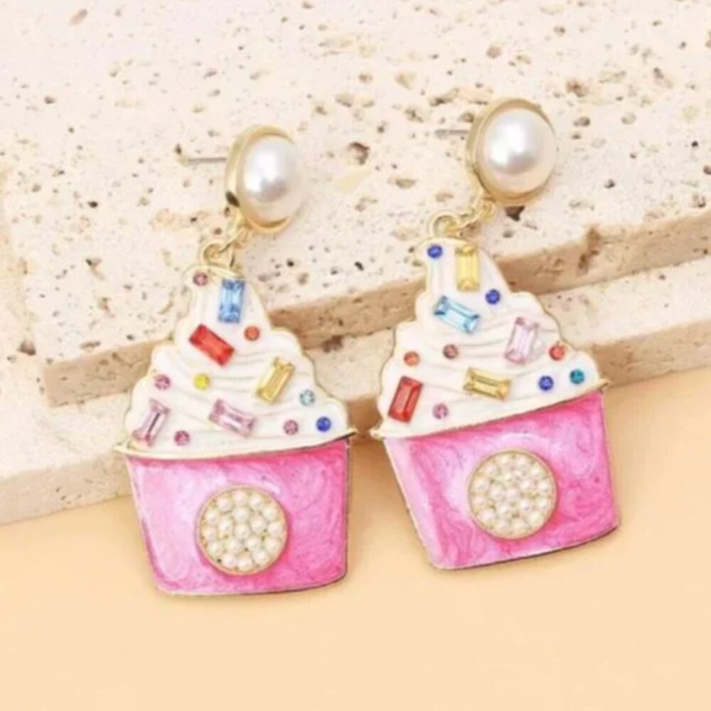 ❤️ FREE Ice Cream Candy Snacks Boho Rhinestone Peasant Hipster Hippie Earrings